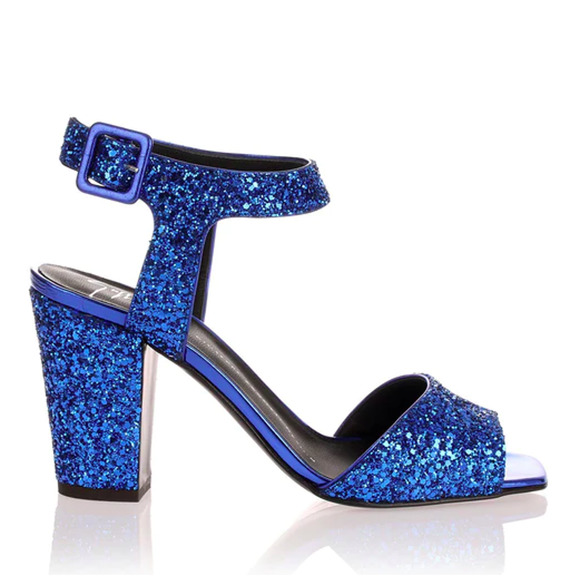 Giuseppe Zanotti Lavinia Electric Blue Glitter Sandals Heels